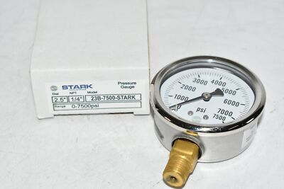 #ad NEW Stark Industries 23B 7500 Pressure Gauge 2 1 2#x27;#x27; 0 7500 PSI 1 4#x27;#x27; NPT $31.98