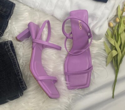 ALDO Lokurr, Pillow Walk Lavender Strappy Sandal Heels,