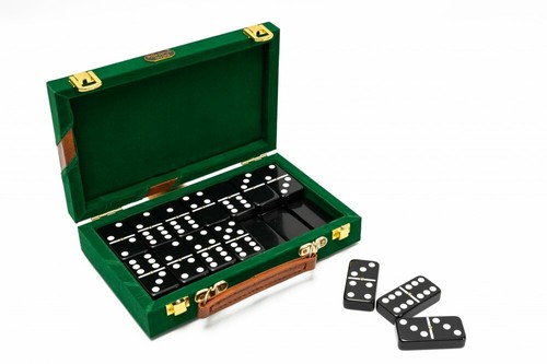 Jumbo Size Professional Double Six Dominoes Set in Velour Case with Scoreboard - Picture 2 of 7