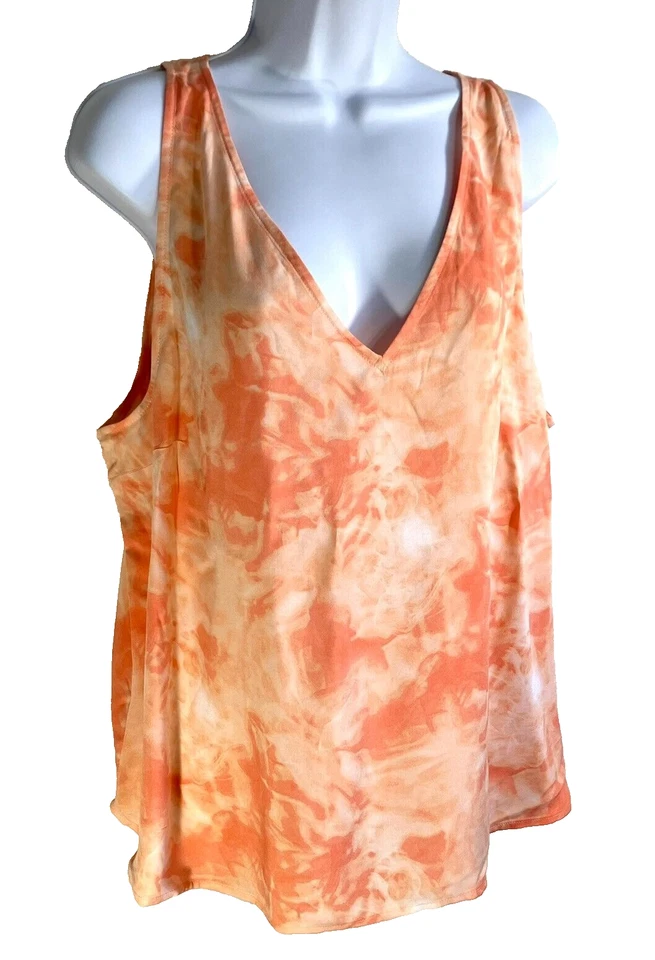 NUEVO CON ETIQUETAS Alfani XXL Estampado Floral Cuello en V Sh Pch SBT Smky Cl Naranja 100150580 $45 Foto 3 de 4