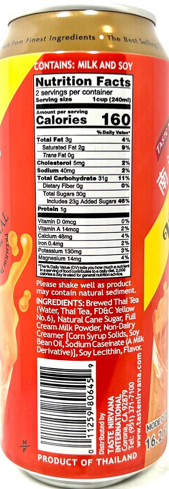 Taste Nirvana The Original Premium Thai Tea Drink 16.2 oz ( Pack of 6 )~09/2027
