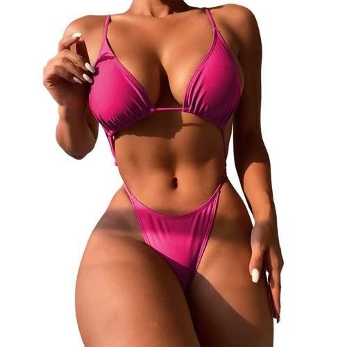 Womens Bikinis Hollow Out Swimwear Low Waisted Bikinis Swimming Suit Swimsuits - Picture 23 of 38