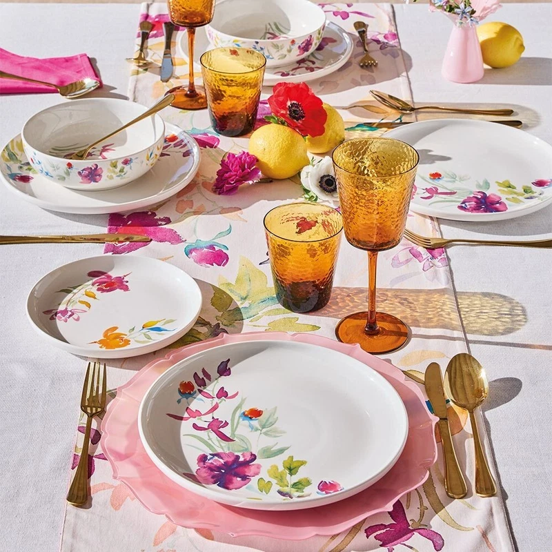 Servizio Piatti 6 Persone TOGNANA Fiori Fiorato Set 18 Pezzi Porcellana Tavola