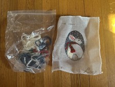 Vintage Handpainted needlepoint Canvas Of Snow Bunny