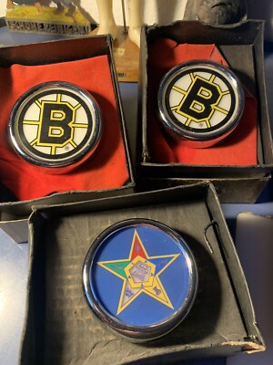 4 x Vintage Medallion Light 12V Lighted Car Grill Badge NOS Bruins NHL USA OES