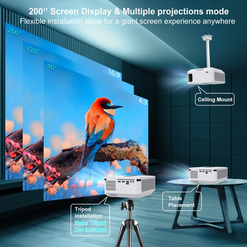 Mini Projector 4K WiFi Bluetooth Android Projector 10000 LMS Outdoor Home Movie - Picture 22 of 24
