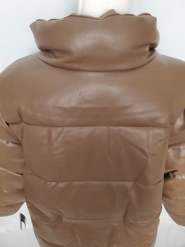 Sebby Collection Brown Faux Leather Full Zip Puffer Coat Women's Size 3X NWT. - Picture 6 of 11