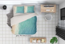 3D Beach Wave Green Watercolor Quilt Cover Set Duvet Cover Bedding Pillowcases