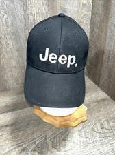 Jeep Baseball Hat OSFM Adjustable Black White Logo Design