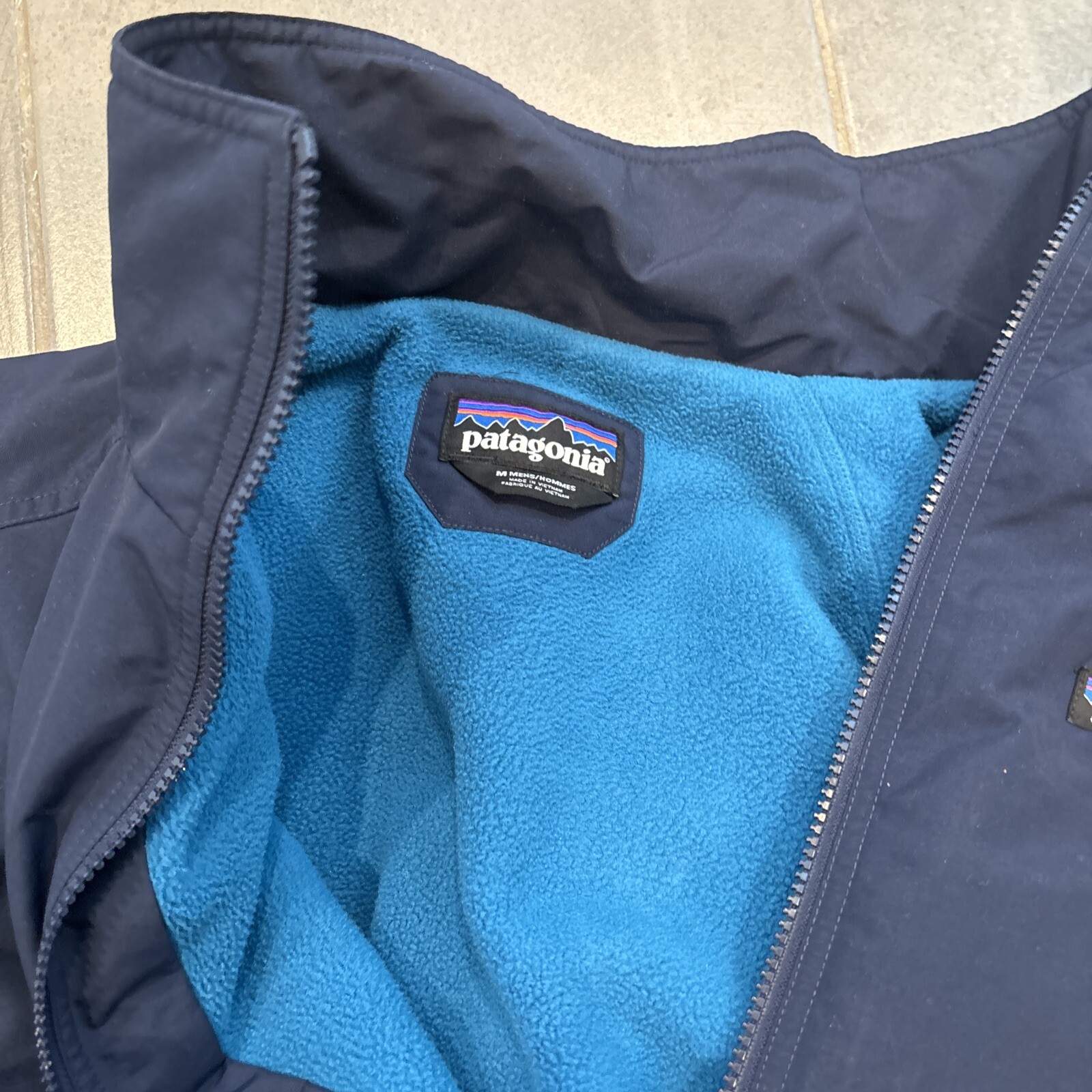 Patagonia Jacket Mens Size Medium Shelled Synchilla Jacket Blue Navy Full Zip