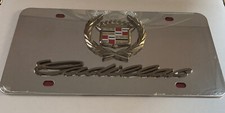 Cadillac 3d Stainless Lic. Plate Chrome Old School Cadillac Logo Word New
