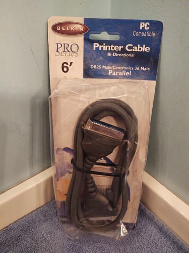 NEW 6' Printer Cable Bi-Directional Belkin DB25 Male/Centronics 36 Male Parallel