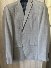 NEXT Tailoring Grey 3-Piece Wool Blend Suit Tailored Fit 38S 30W 29L