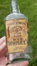 ANTIQUE WHISKEY BOTTLE Finch's Golden Wedding rye Zanesville OH 8oz half pint