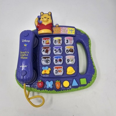VTech Disney Winnie the Pooh Teach  n Lights Phone Learning Toy Works!  2004 VTG