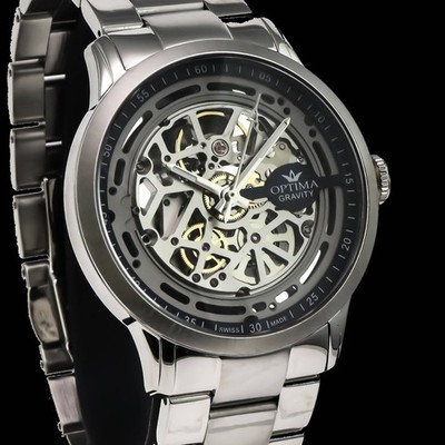 Optima Gravity Swiss Automatic OSA475SK-SS-9   Herrenuhr   42mm - Skeleton   Neu
