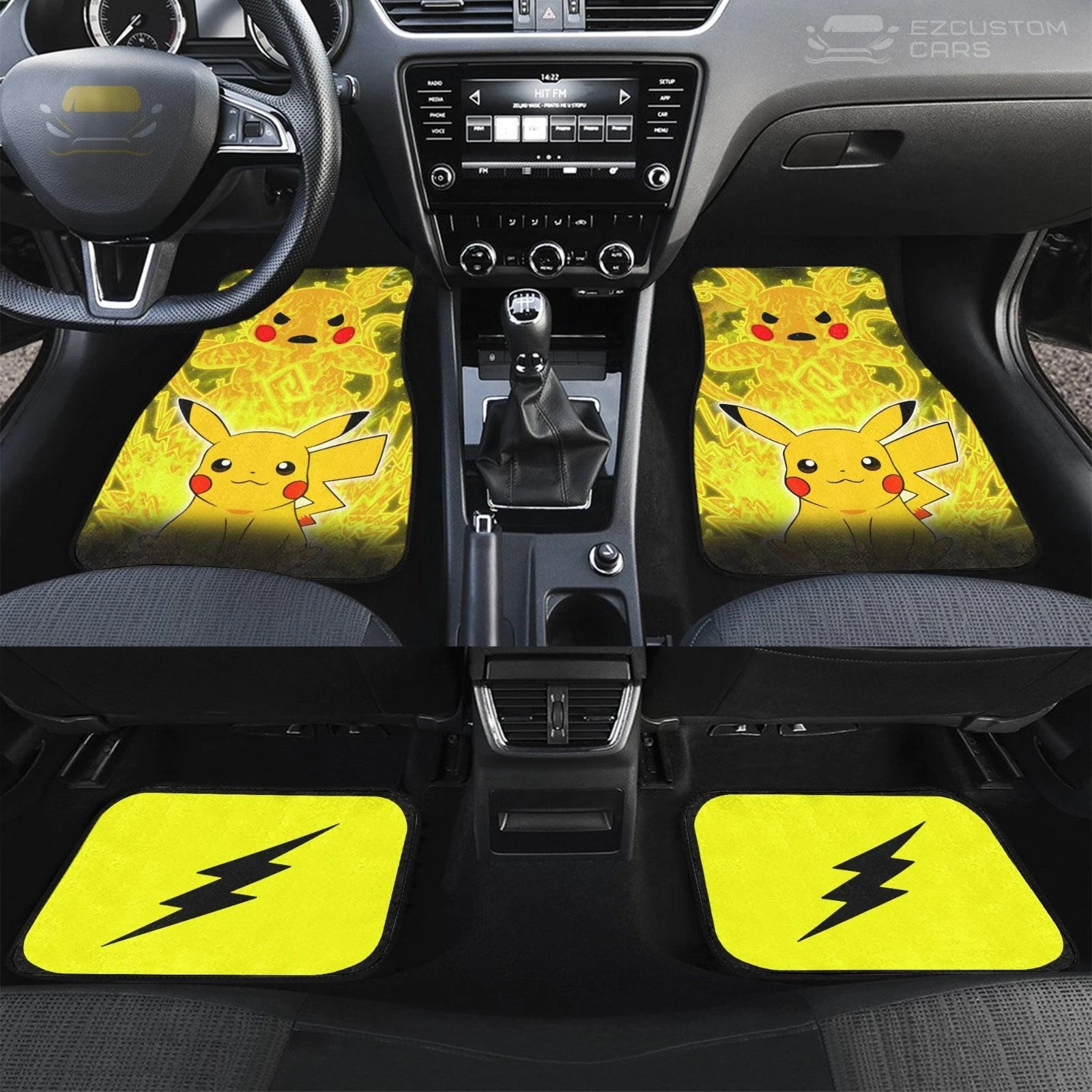 PKM Pika Car Floor Mats Custom Anime Car Accessories