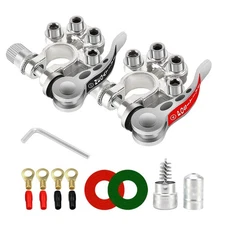 2Pcs 4-Way Quick Release Car Battery Terminal Connectors Positive Negative Silve