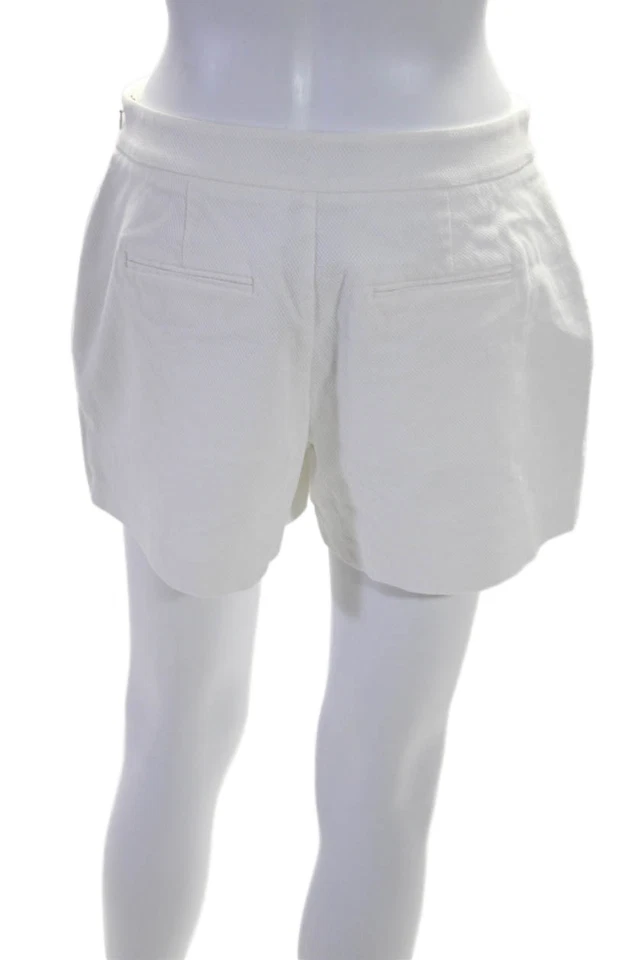 Pantalones Cortos Joie Mujer Algodón Plisado Dos Bolsillos Cremallera Lateral Tiro Medio Blanco Talla S Foto 3 de 4
