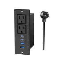 65W USB C Recessed Power Strip, Recessed Outlet with 4 USB Ports, Flush Mount Fu
