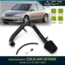 Cold Air Intake CAI Black Aluminum Piping Kit + Red Filter For 01-05 Honda Civic