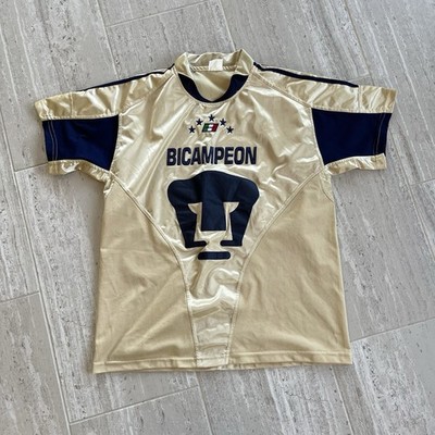 Vintage PUMA UNAM Bicampeon 2004 Jersey Gold Sport Action Mexico L/Xl Rare