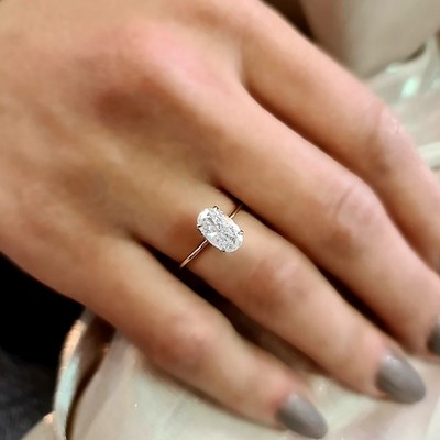 18K Gold Diamant Verlobungsring 1 Karat E F VVS Oval IGI Lab Created Gelb