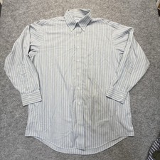 Brooks Brothers Dress Shirt Mens 16-33 Blue Green Stripe Classic Fit Cotton