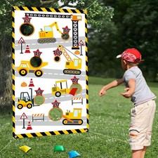 Construction Truck Toss Game Banner with 4 Bean Bags ，Indoor Outdoor Excavato...