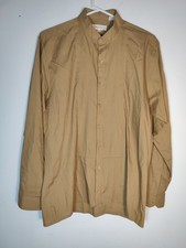 Vtg Tuxedo Shirt Mens L 16 1/2 34/35 Gold Brown Pleated Bib Band Collar