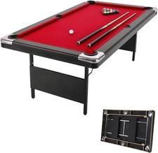 7Ft Folding Pool Table with Full Set of Billiard Balls, Portable Billiards Table