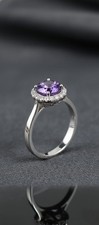 Engagement, Wedding, Valentine's 925 Sterling Silver Ring Natural Amethyst Ring