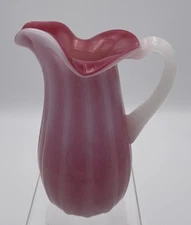 🩷 7.75" Heritage Cranberry Mist Rossi Artistica Glass Pitcher Opalescent 🖼️