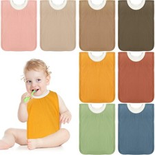 8 Pcs Large Muslin Pullover Baby Bibs Full Coverage Slip on Absorbent Bib Wat...