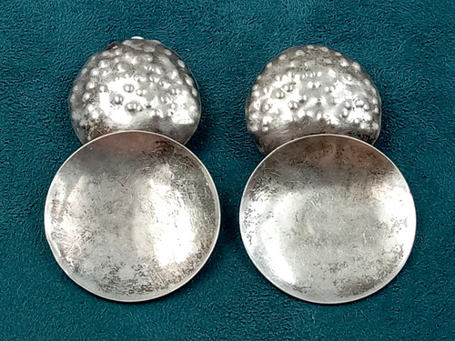 Amazing hand signed big Modernist Artisan Created Sterling Silver Earrings