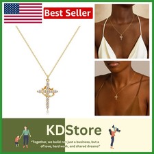 Dainty 14k Gold Plated Cross Necklace for Women - Tiny Jewelry Gift