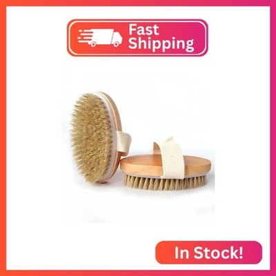2 Pcs Dry Brushing Body Brush,Natural Bristle Exfoliating Body Scrubbers for Dea