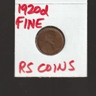 1920D   FINE   LINCOLN  CENT     FINE    1920D     /   RS COINS #902 FREE SHIP !