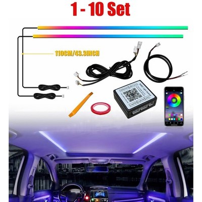 1-10x Colorful LED Sunroof Ambient Light RGB Panoramic Skylamp Strip Kit,2-IN-1