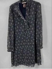 Tory Burch Womens Multicolor Floral Ruffle Long Sleeve Shirt Dress Size 10