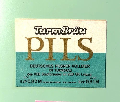 GDR / VEB - beer label - BeerLabel, Turmbräu, Leipzig, Pils, Saxony #1722 #