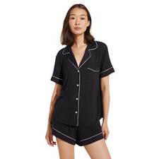EBERJEY Women Gisele Relaxed Short PJ Set US Medium Black Pink TENCEL Modal NWOT