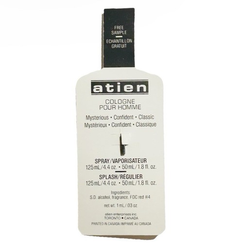 Vintage 1980s Atien Cologne Pour Hommes For Men Mini Sample Vial 1 mL .03 Splash - Imagen 2 de 3