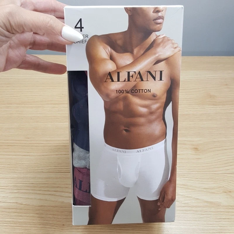 Мужские трусы-боксеры ALFANI маленькие темно-бордовые серые темно-синие упаковка 4 шт. без бирок 100% хлопок - Изображение 2 из 4