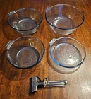 Vtg Pyrex Flameware 5pc Set 832-B 833-B 834-B 817-B Blue Tint Glass Handle & Pan