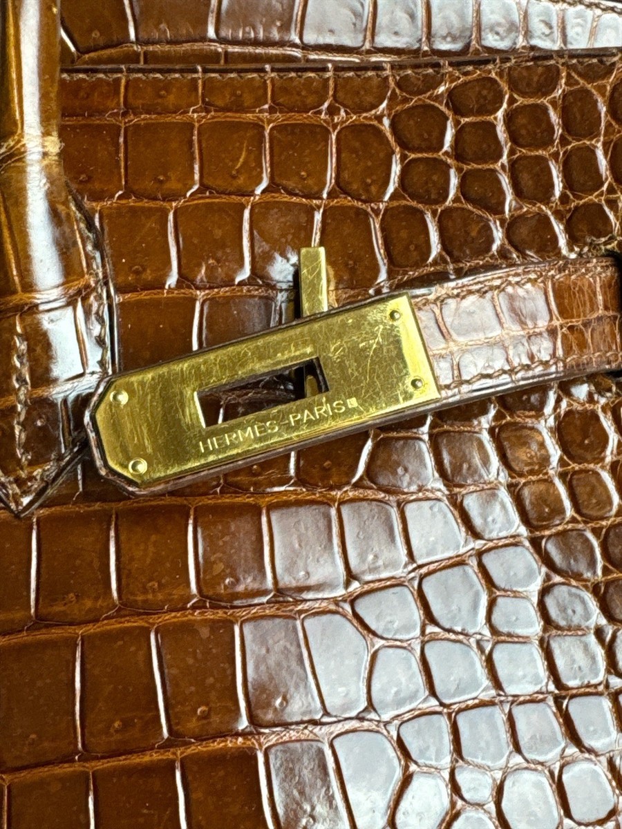 Hermes Birkin 35 Miel shiny Porosus Crocodile Gold Hardware