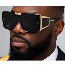 Men Statement Shield Sunglasses Bold Futuristic Design Shades Ladys Modern Gafas