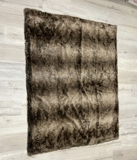 Restoration Hardware RH Faux Fur Throw Blanket Luxury Brown Shaded 48x60