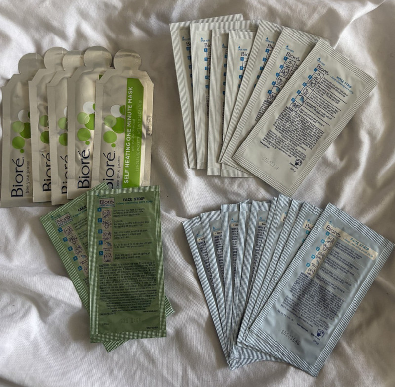 Biore Nose + Face Deep Cleansing Pore Strips (12 Face + 7 Nose) & 5 Face Masks
