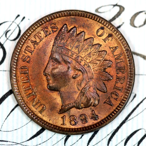 * 1894 * SOLID+ GEM BU MS INDIAN HEAD PENNY * FROM ORIGINAL COLLECTION